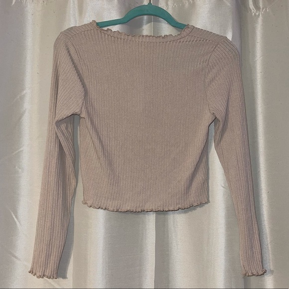 Beige Open Front Cardigan Top - Picture 3 of 3